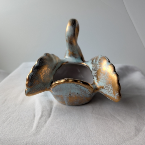 Stangl Pottery 22k Antique Gold Green Ceramic Swan Planter Vase MCM Vintage - Picture 7 of 13